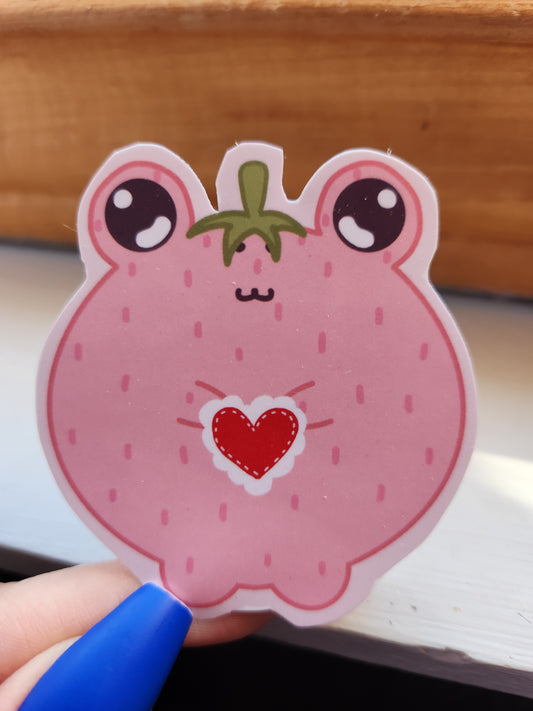 Valentines Strawberry Frog Sticker