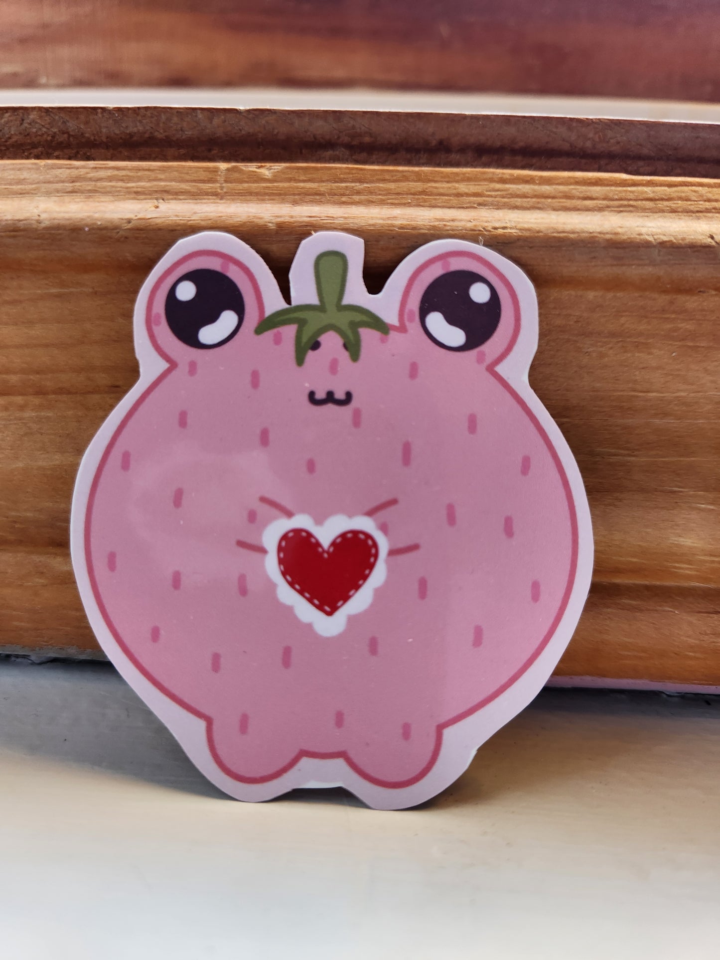 Valentines Strawberry Frog Sticker